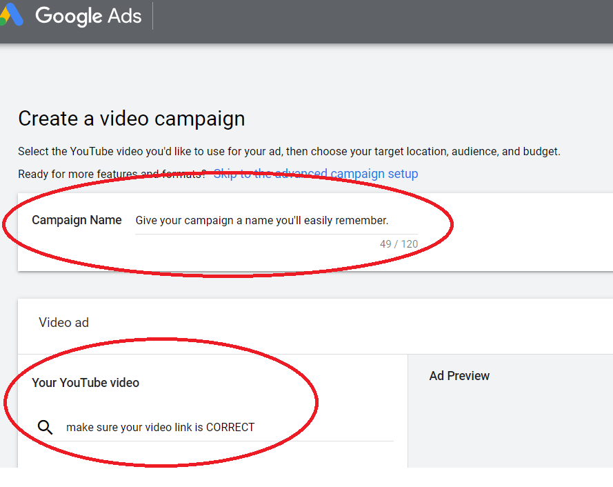youtube ads set up part 1
