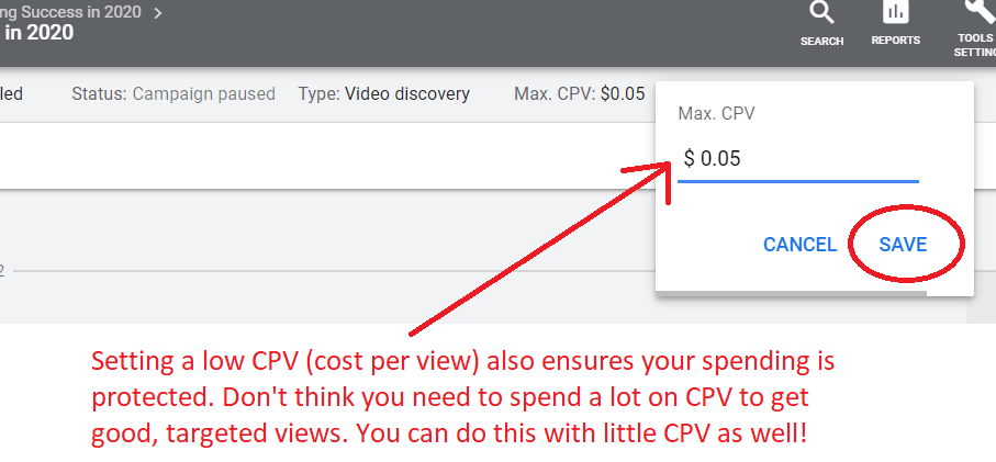 how to edit cpv bids on youtube ads