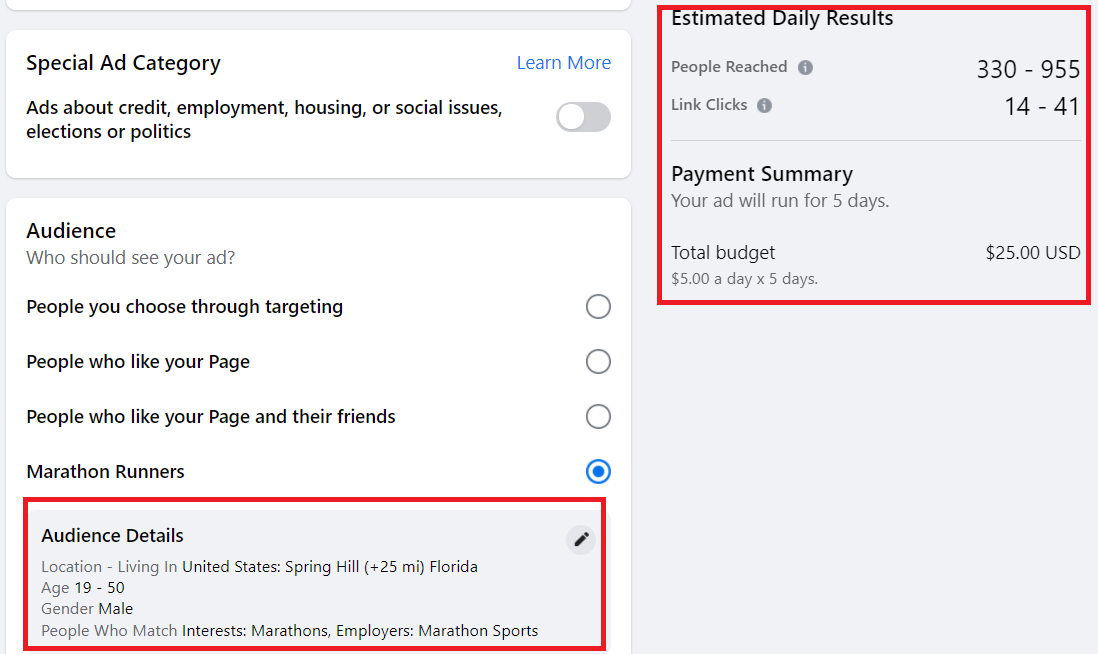 facebook ads example