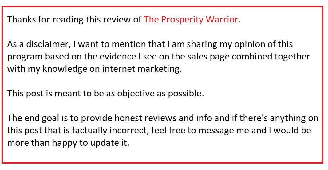 the prosperity warrior disclaimer 01