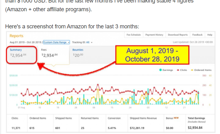 amazon affiliate success proof 1