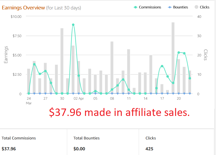 my amazon affiliate sales screenshot