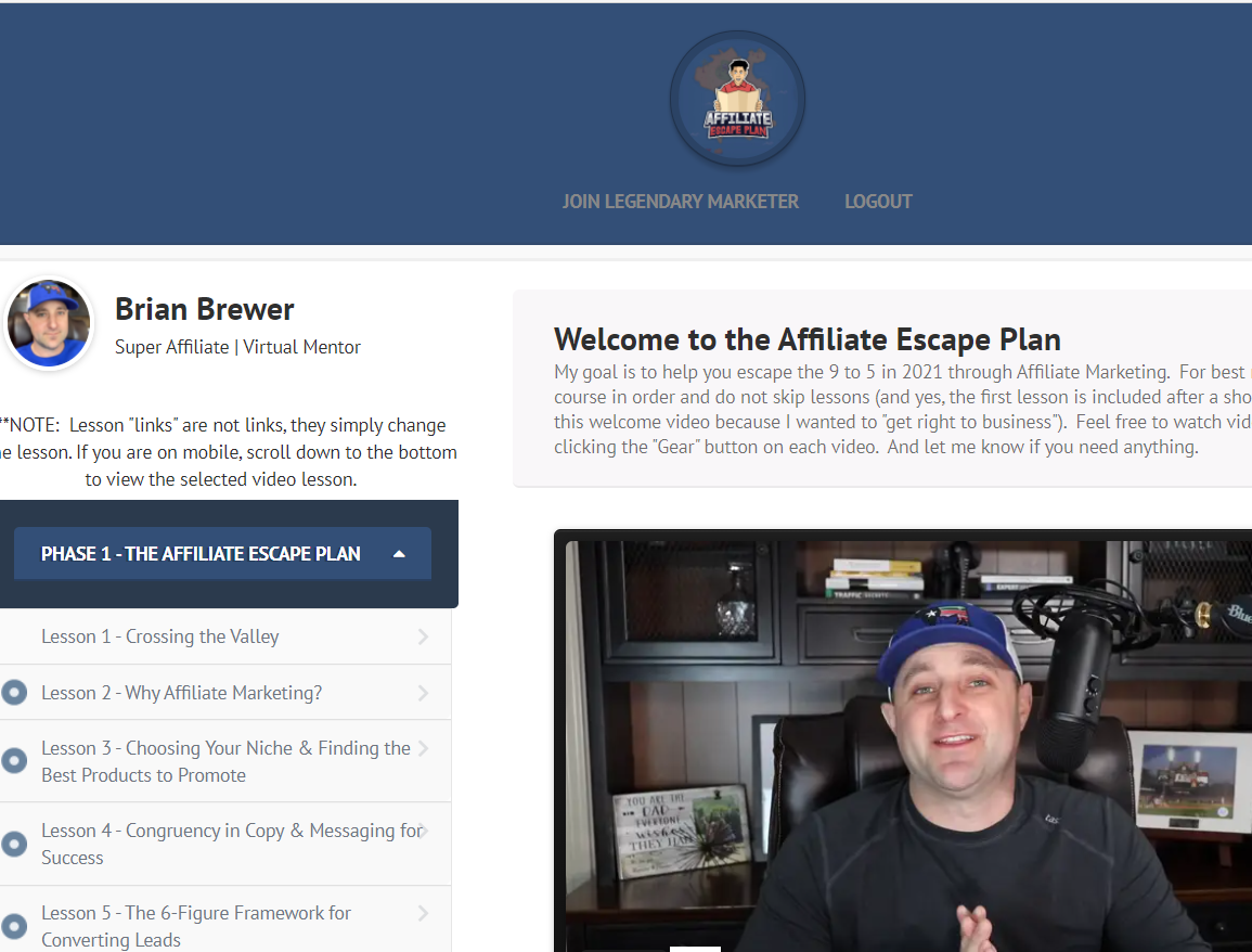 affiliate escape plan members area screenshot