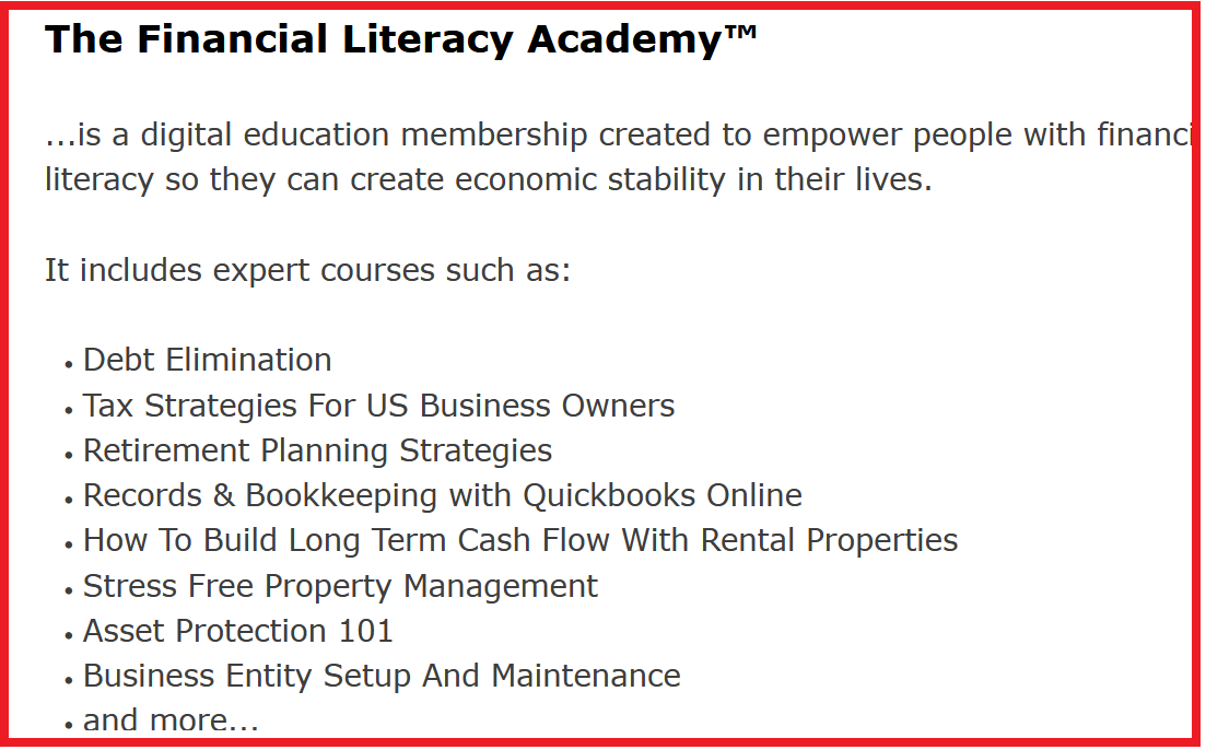 the home business academy financial literacy academy screenshot