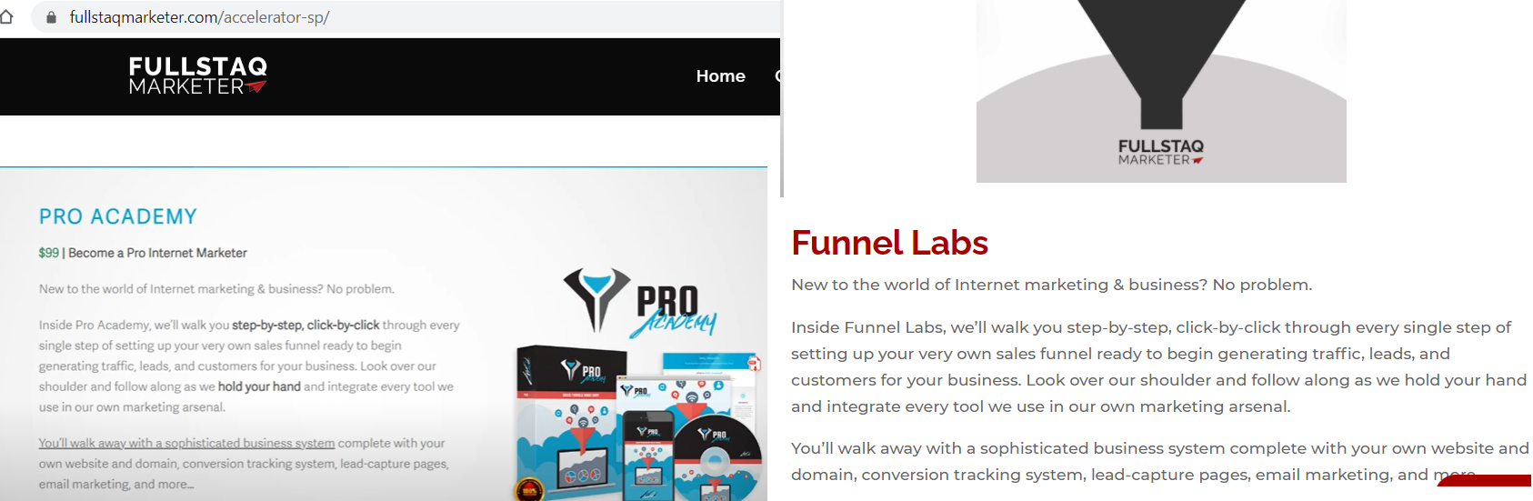 funnel labs fullstaq marketer screenshot