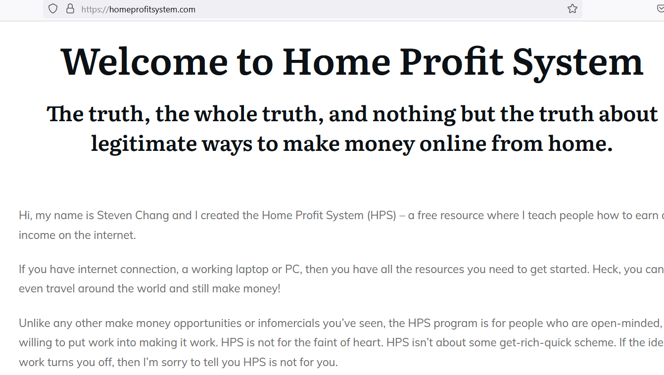 home profit system version 2 option