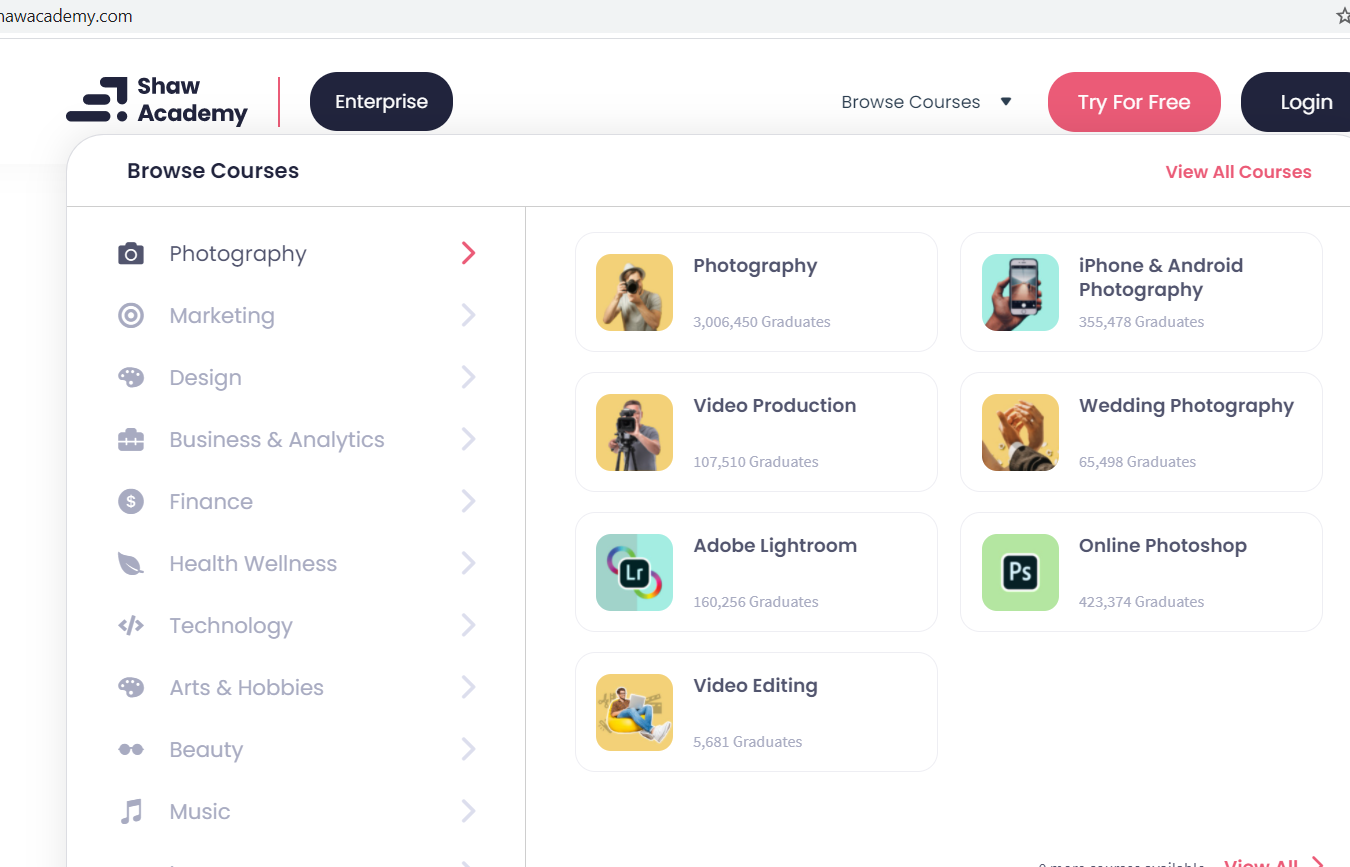 shaw academy courses screenshot