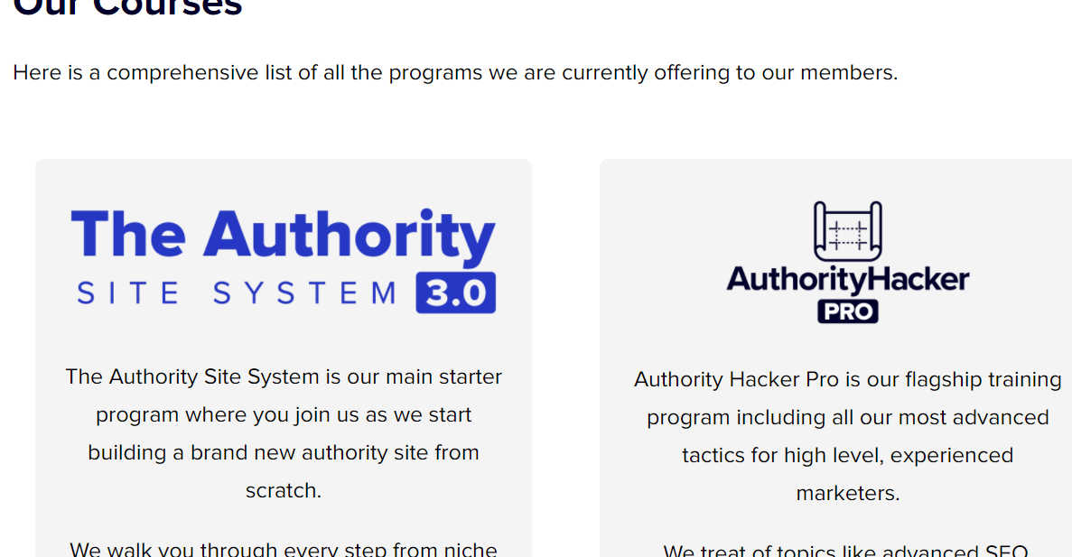 authority hacker courses screenshot