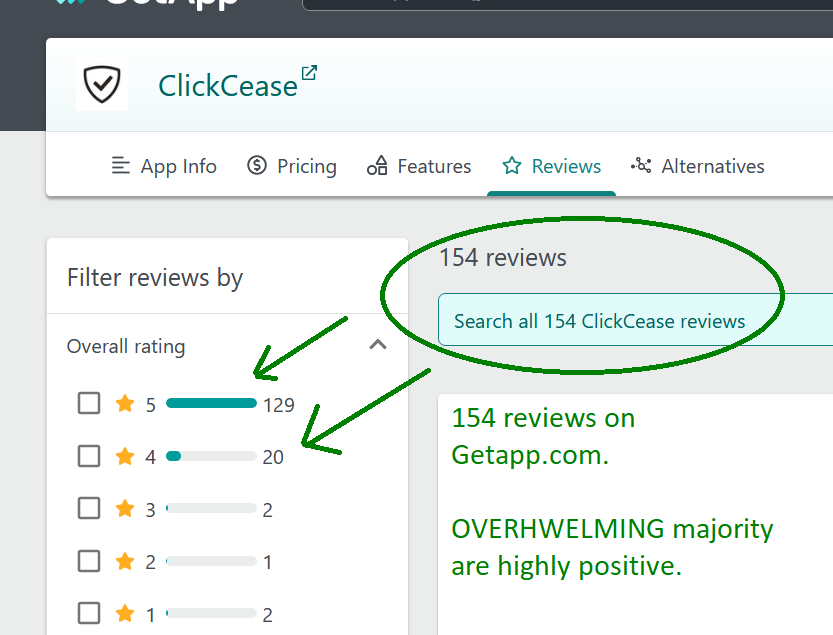 clickcease review screenshot