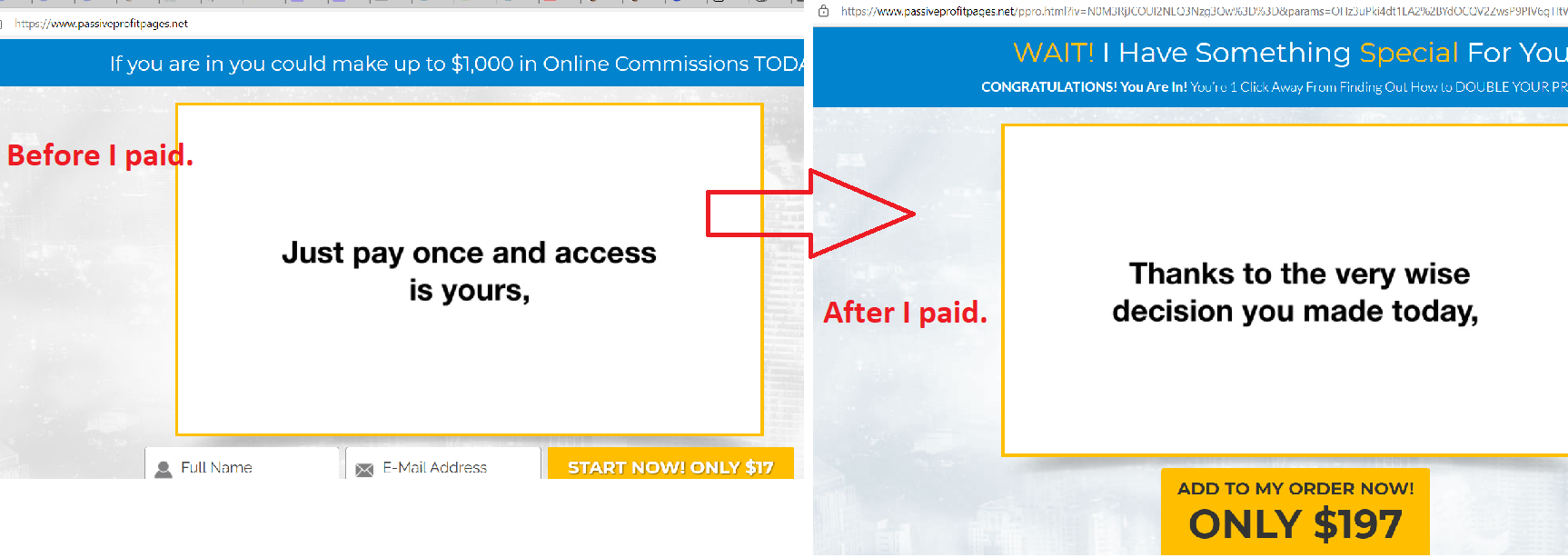 passive profit pages upsells