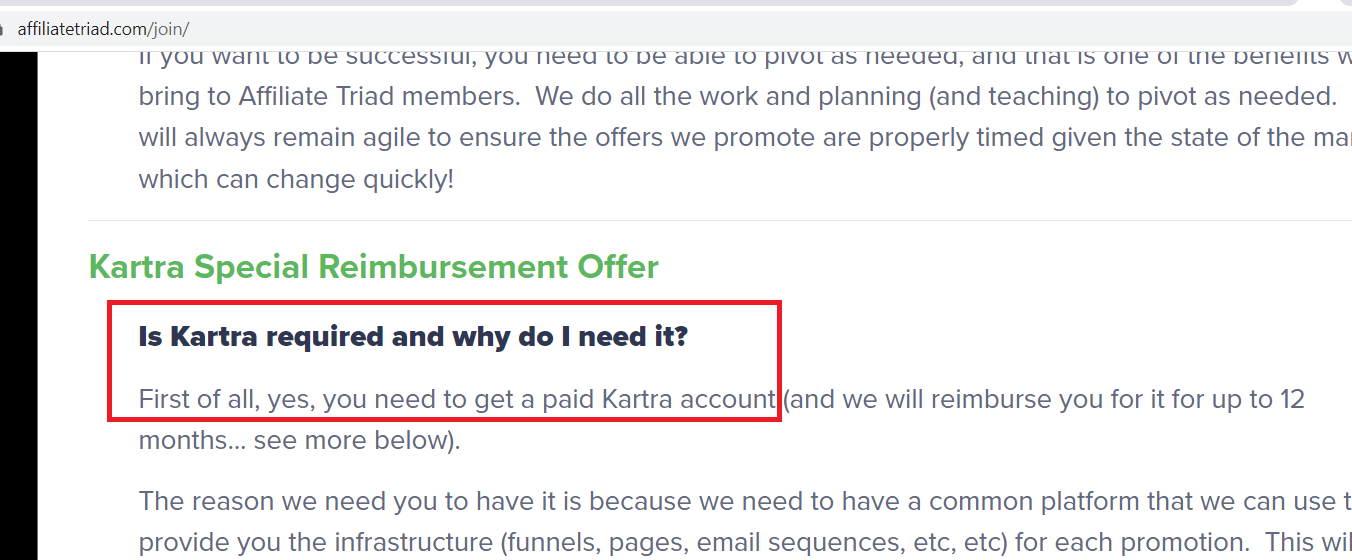 affiliate triad kartra screenshot