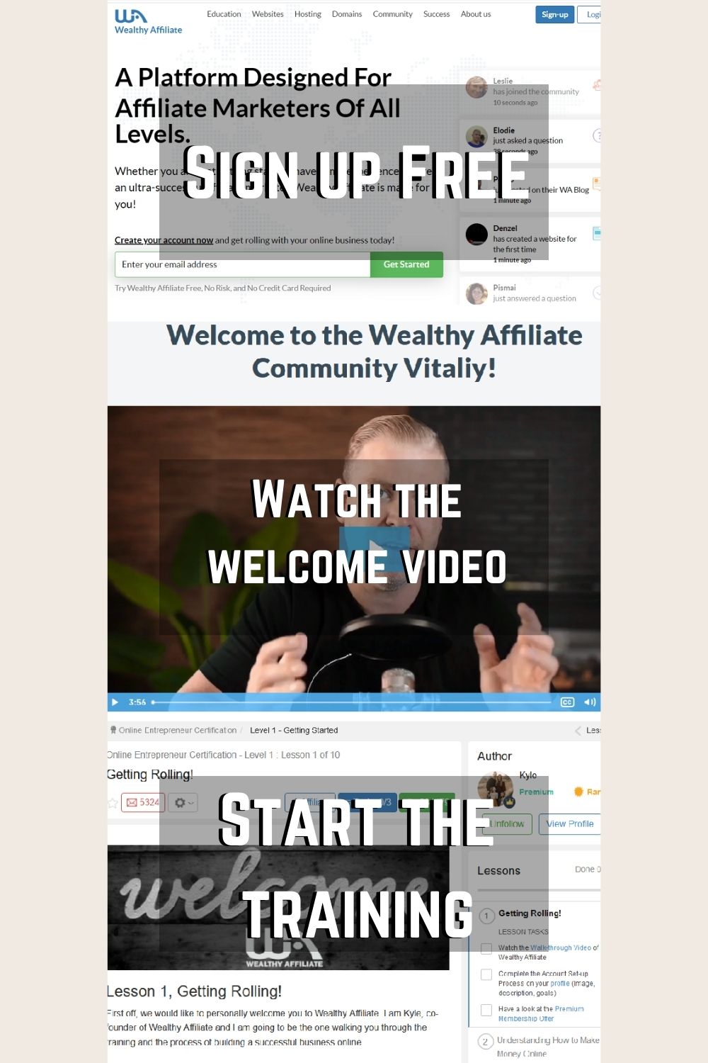 tour of wealthy affiliate screenshot