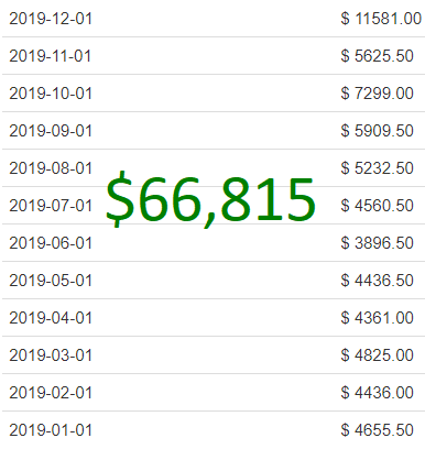 wealthy affiliate income report for 2019 screenshot